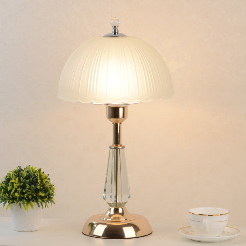 1 Head Living Room Table Light Contemporary Nightstand Lamp with Dome Frosted Glass Shade