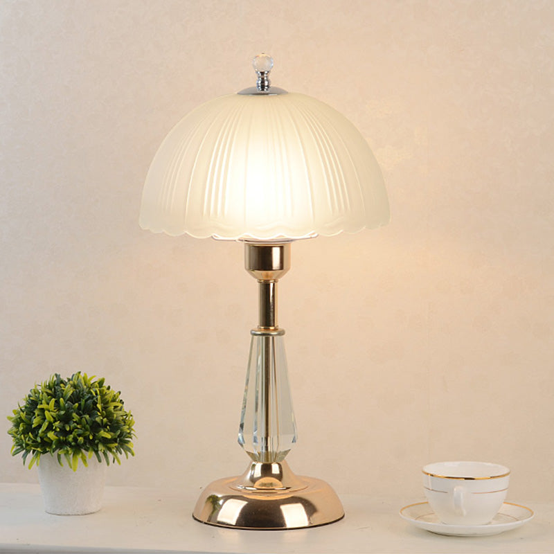 1 Head Living Room Table Light Contemporary Nightstand Lamp with Dome Frosted Glass Shade