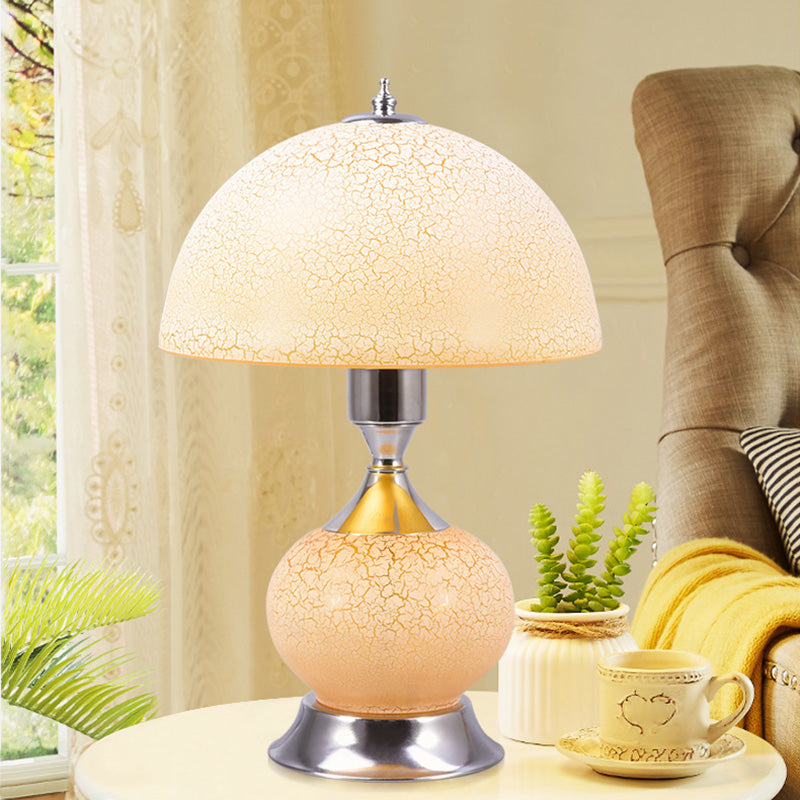 Hemispherical Living Room Accent Lamps Crackle Glass 1 Head Modern Night Table Light