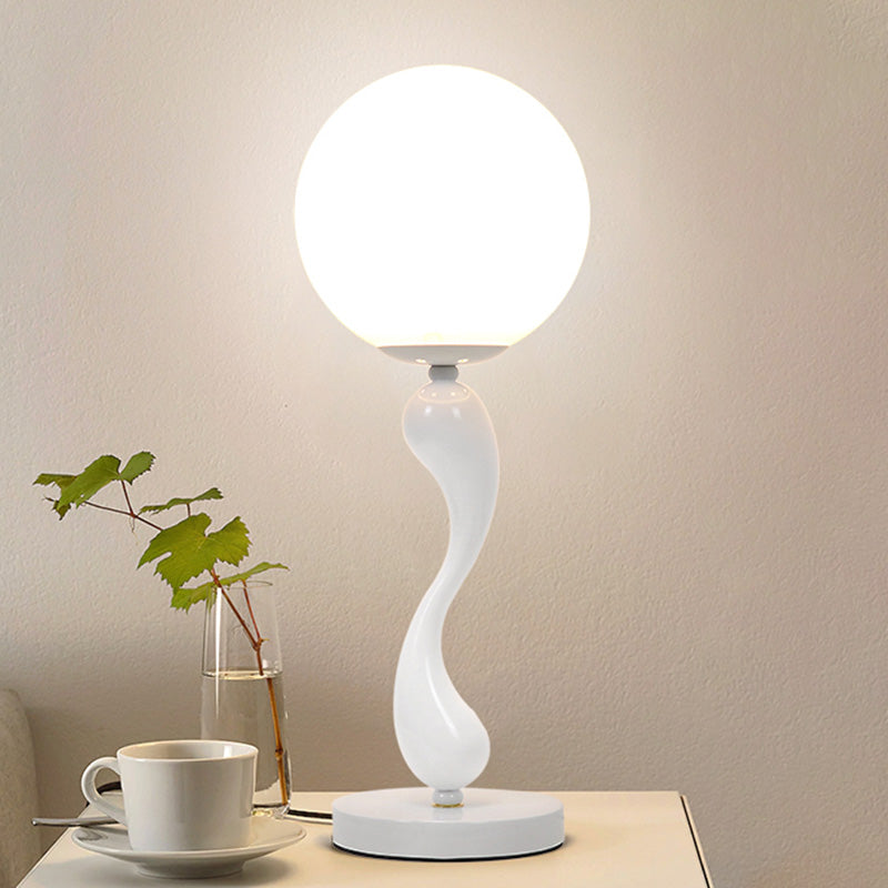 Nordic Style 1 Bulb Table Lamp Dolphin Shaped Base Nightstand Light with Lampshade