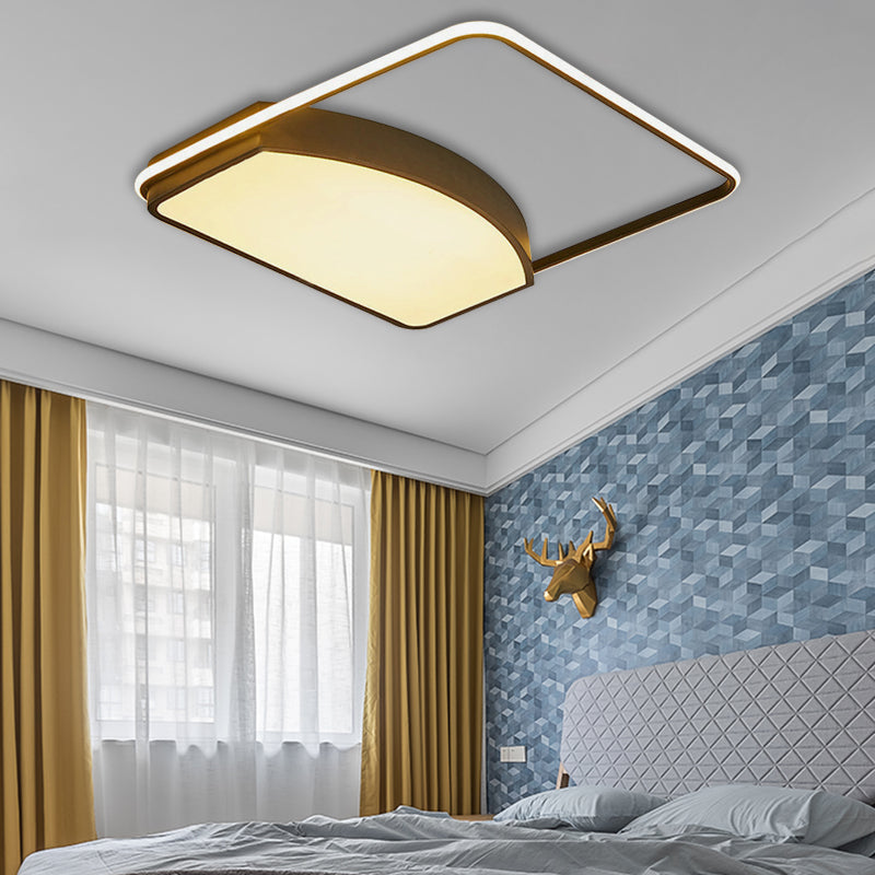 21.5 "/37.5" Breed Geometrisch Flush Light Fixture Hedendaagse Acryl Zwart LED Plafond Lamp