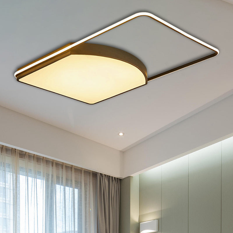 21.5 "/37.5" Breed Geometrisch Flush Light Fixture Hedendaagse Acryl Zwart LED Plafond Lamp