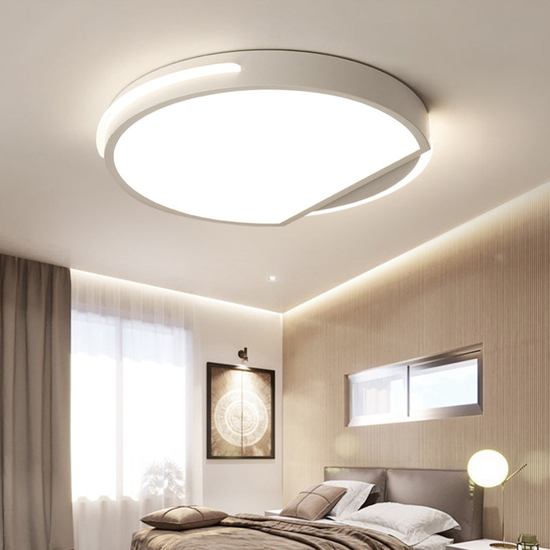 16 "/19.5" Breed Wit Rond Plafond Gemonteerd Licht Eenvoudige Stijl Metaal Led Flush Light Armatuur, Warm/wit Licht/afstandsbediening Stepless Dimming