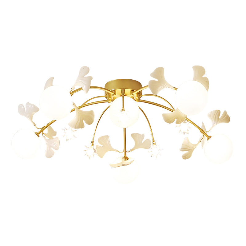 Glass Round plafond Mount Chandelier Simplicité Style White Semi Flush Plafond Lightture