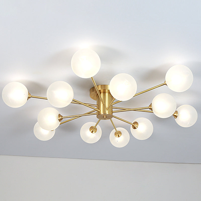 Bubble de verre semi-flush plafond Light Contemporain Plafond Mount Chandelier en or