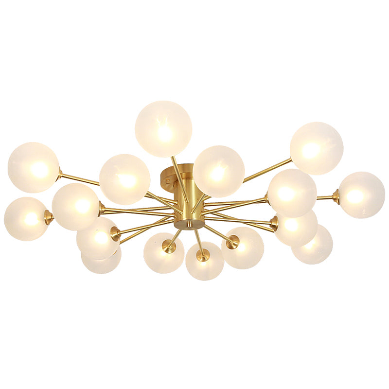 Glass Bubble Semi-Flush Ceiling Light Contemporary Ceiling Mount Chandelier in Gold