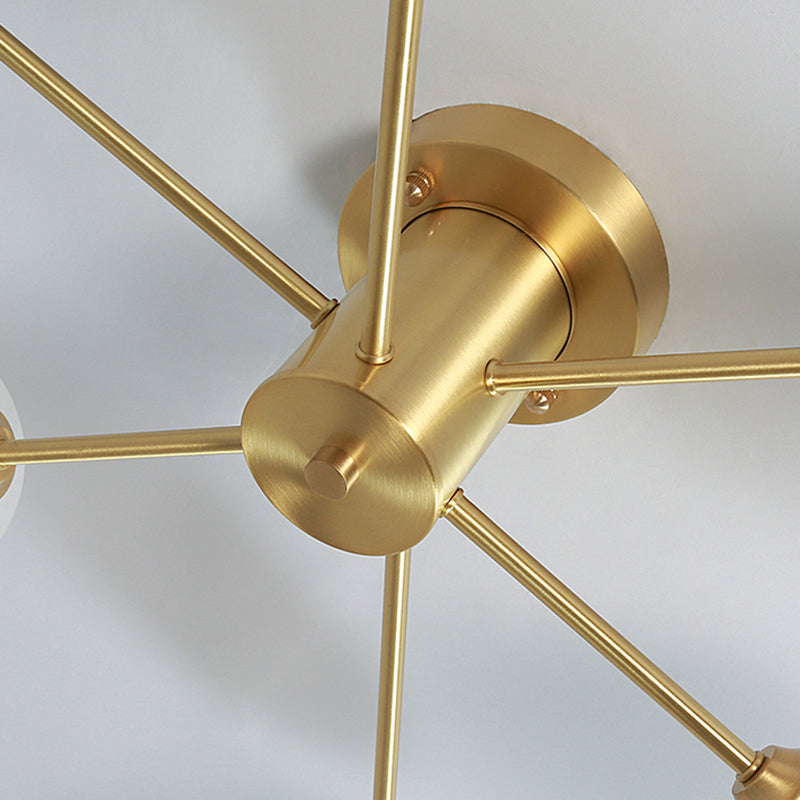 Glass Bubble Semi-Flush Ceiling Light Contemporary Ceiling Mount Chandelier in Gold