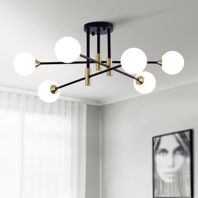 Balls Semi Flush Light Fixture Minimalist Style Glass Semi Flush Mount Ceiling Light