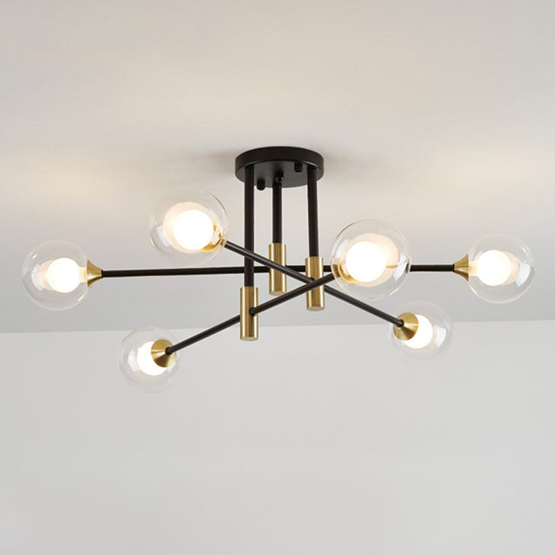 Balls Semi Flush Light Fixture Minimalist Style Glass Semi Flush Mount Ceiling Light