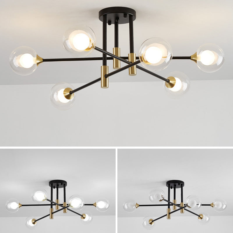 Balls Semi Flush Light Fixture Minimalist Style Glass Semi Flush Mount Ceiling Light