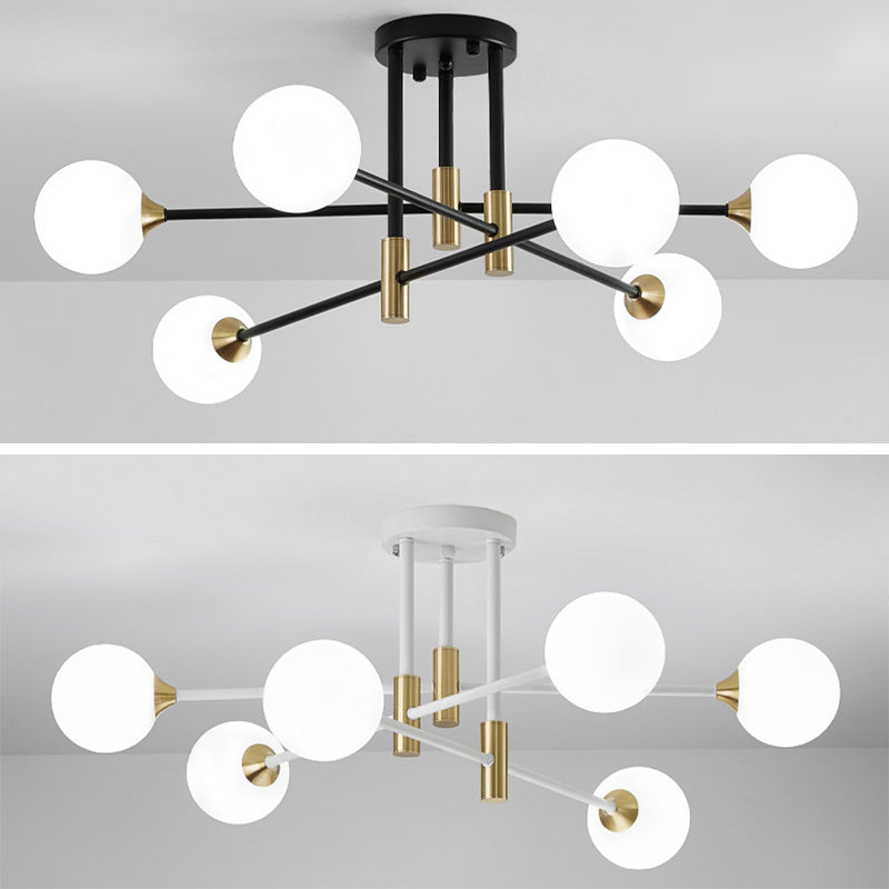 Balls Semi Flush Light Fixture Minimalist Style Glass Semi Flush Mount Ceiling Light