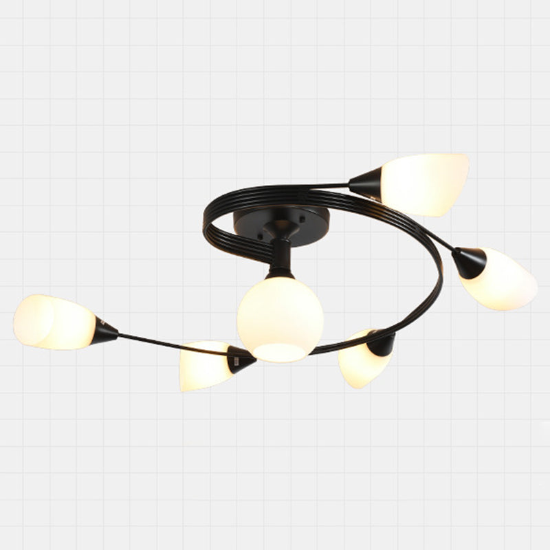 Shaded Living Room Semi Flush Mount Ceiling Light Glass Modern-Style Ceiling Light Fixture