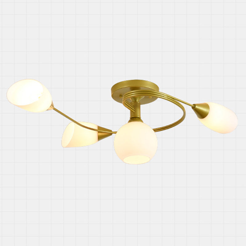 Shaded Living Room Semi Flush Mount Ceiling Light Glass Modern-Style Ceiling Light Fixture