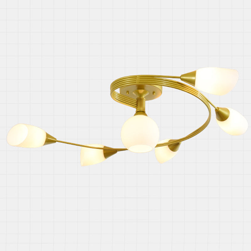 Shaded Living Room Semi Flush Mount Ceiling Light Glass Modern-Style Ceiling Light Fixture