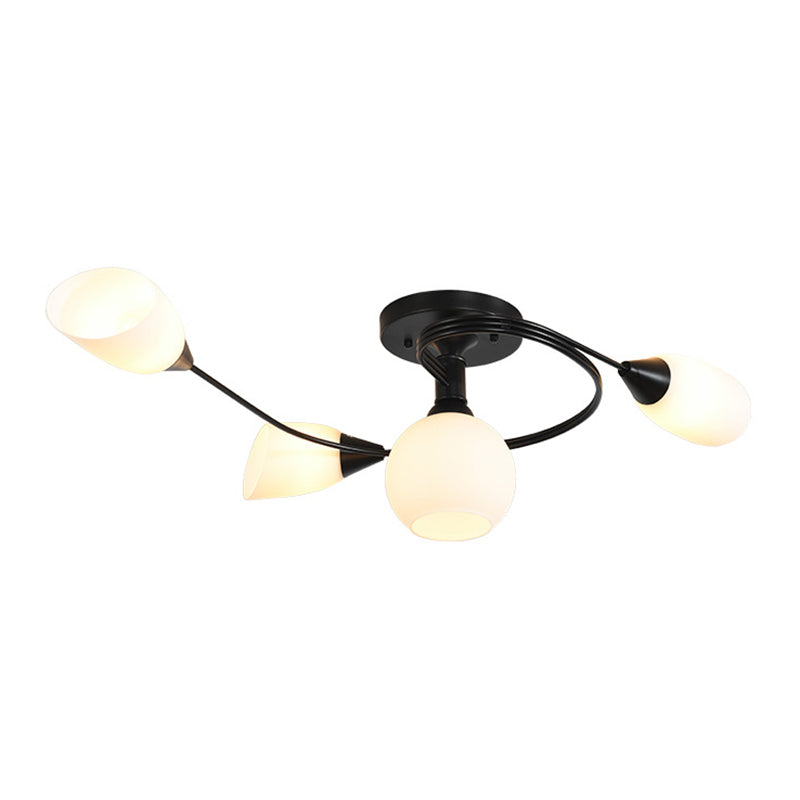 Shaded Living Room Semi Flush Mount Ceiling Light Glass Modern-Style Ceiling Light Fixture