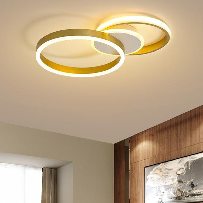 Acrylic Circle Flush Light Contemporary LED Gold Ceiling Mounted Fixture in Warm/White Light