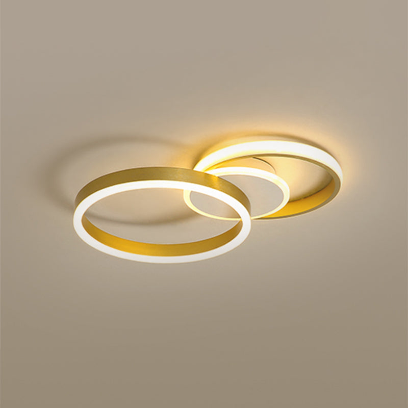 Acrylic Circle Flush Light Contemporary LED Gold Ceiling Mounted Fixture in Warm/White Light