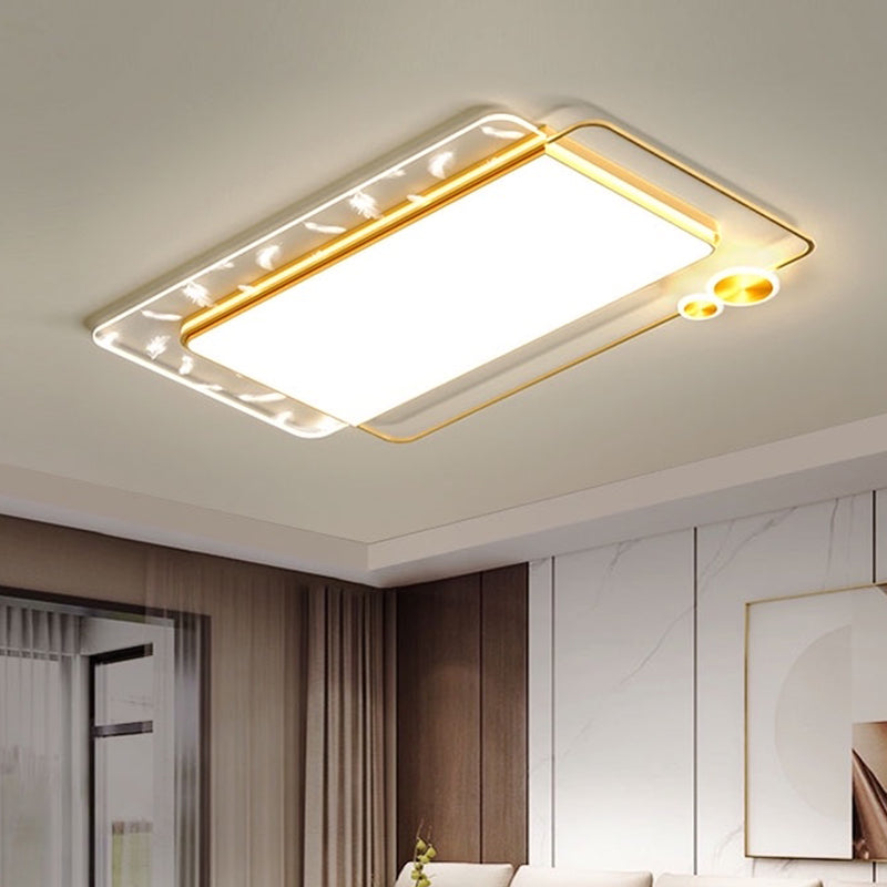 Geometric Lobby LED Semi Flush Mount in Modern Concise Style Feather Acrylic Ceiling Light