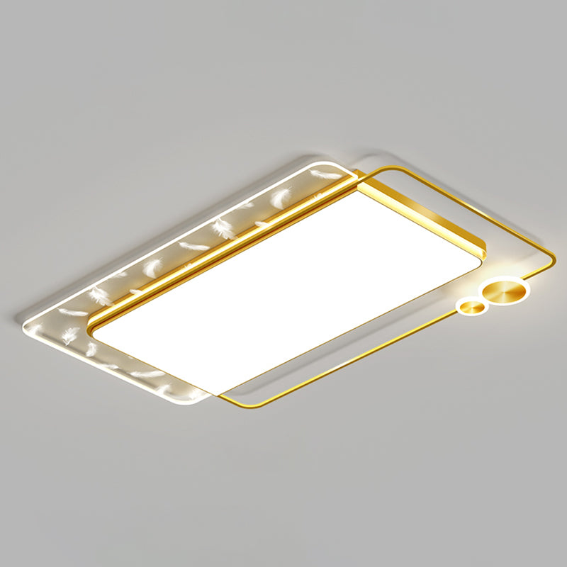 Geometric Lobby LED Semi Flush Mount in Modern Concise Style Feather Acrylic Ceiling Light