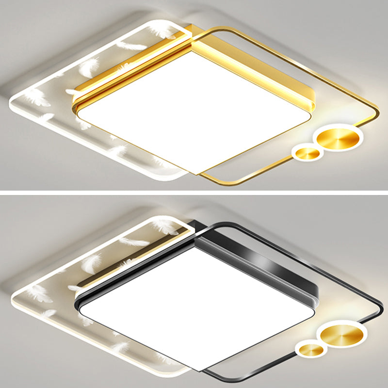 Geometrische Lobby -LED -Halbflush -Halterung im modernen präzisen Feder -Acryl -Deckenleuchten