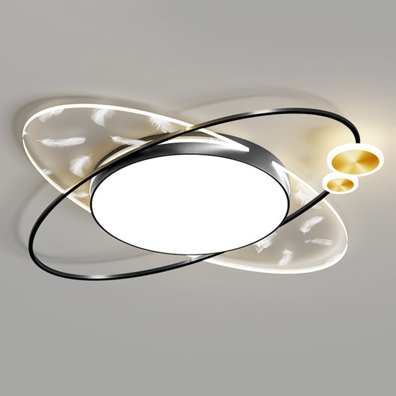 Oblong Feather LED Ceiling Light in Modern Creative Style Acrylic Flush Mount with Acrylic Shade