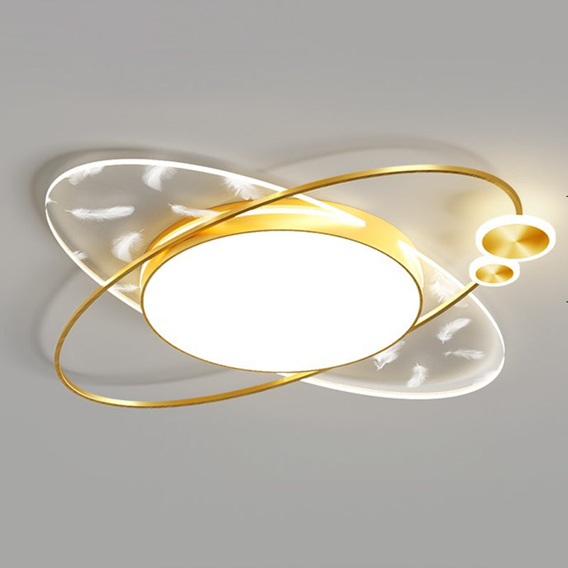 Oblong Feather LED Ceiling Light in Modern Creative Style Acrylic Flush Mount with Acrylic Shade