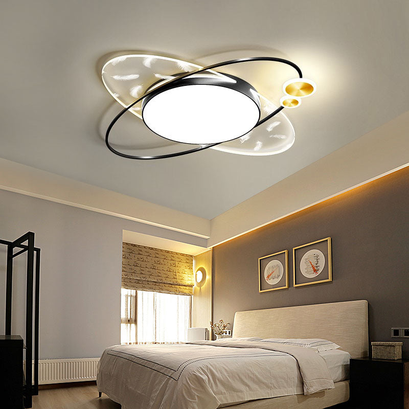 Oblong Feather LED Ceiling Light in Modern Creative Style Acrylic Flush Mount with Acrylic Shade