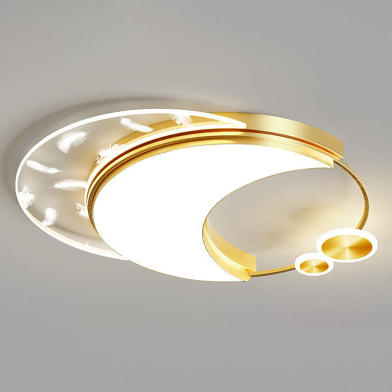 Oblong Feather LED Ceiling Light in Modern Creative Style Acrylic Flush Mount with Acrylic Shade