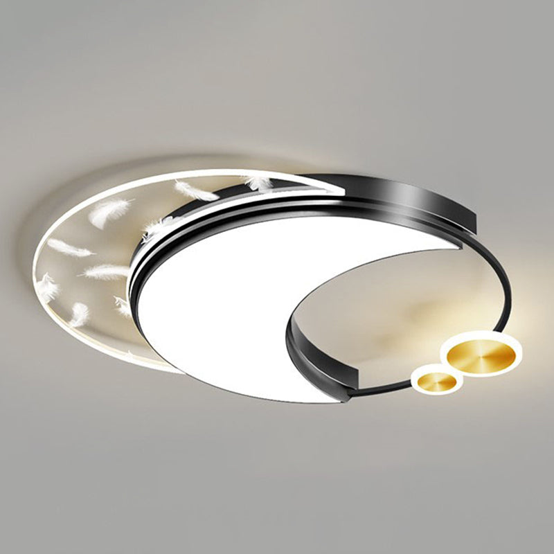 Oblong Feather LED Ceiling Light in Modern Creative Style Acrylic Flush Mount with Acrylic Shade