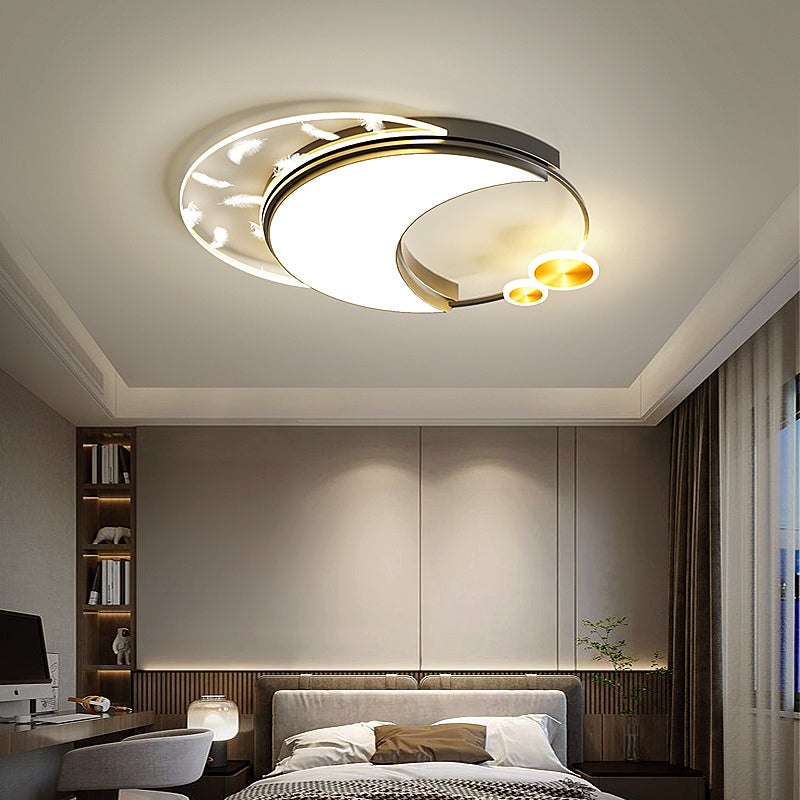 Oblong Feather LED Ceiling Light in Modern Creative Style Acrylic Flush Mount with Acrylic Shade