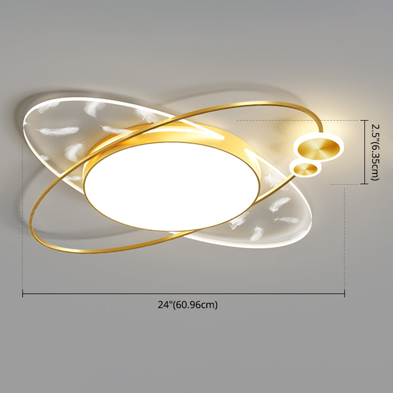 Oblong Feather LED Ceiling Light in Modern Creative Style Acrylic Flush Mount with Acrylic Shade