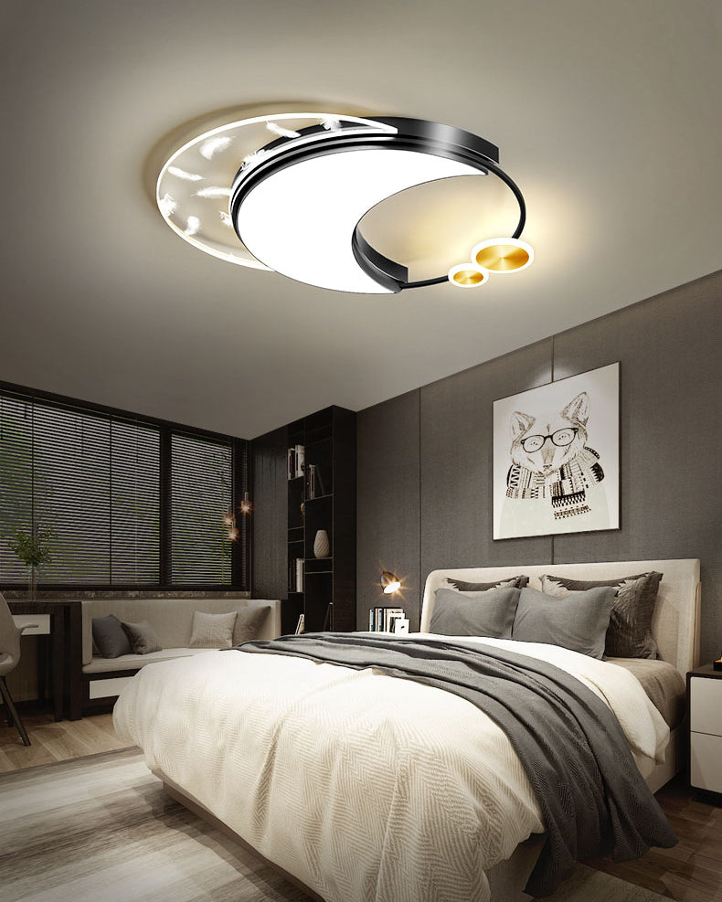 Langwerpig veer LED -plafondlicht in moderne creatieve stijl acrylspoeling met acrylschaduw