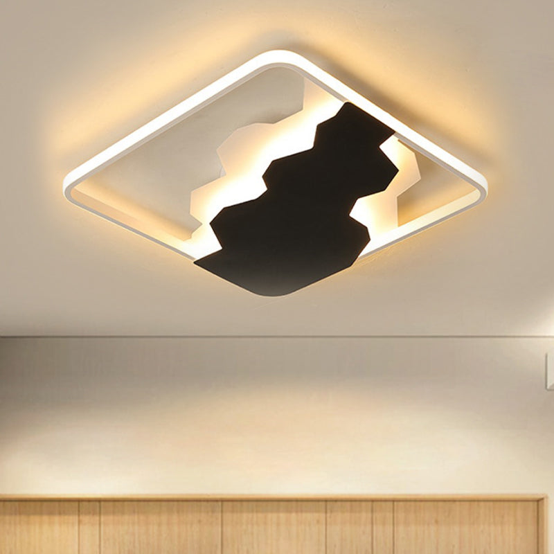 Zwarte Geometrische Spoelen Mount Lamp Moderne Acryl LED Plafond Verlichting, Warm/Wit Licht/Derde Gear