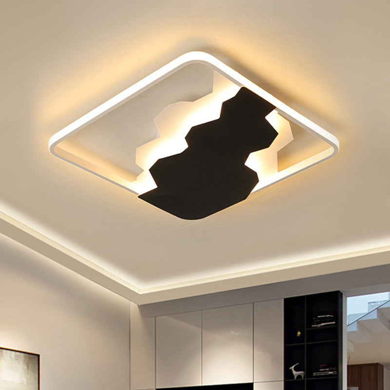 Black Geometric Flush Mount Lamp Modern Acrylique LED Ceiling Lighting, Warm / White Light / Third Gear