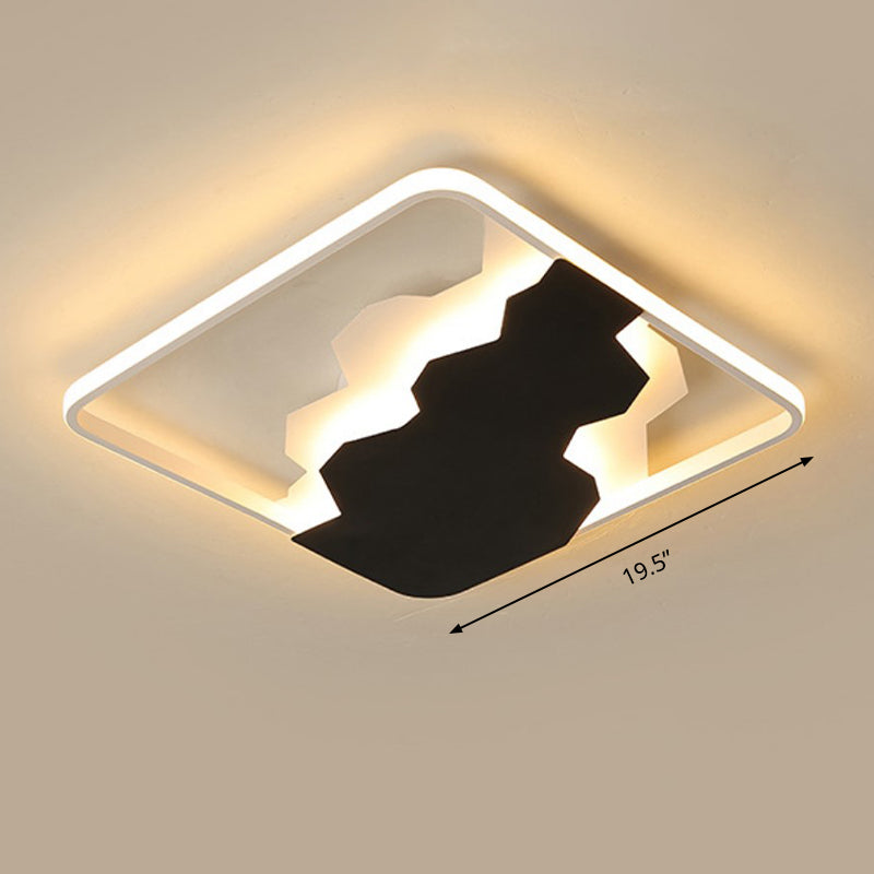 Black Geometric Flush Mount Lamp Modern Acrylique LED Ceiling Lighting, Warm / White Light / Third Gear