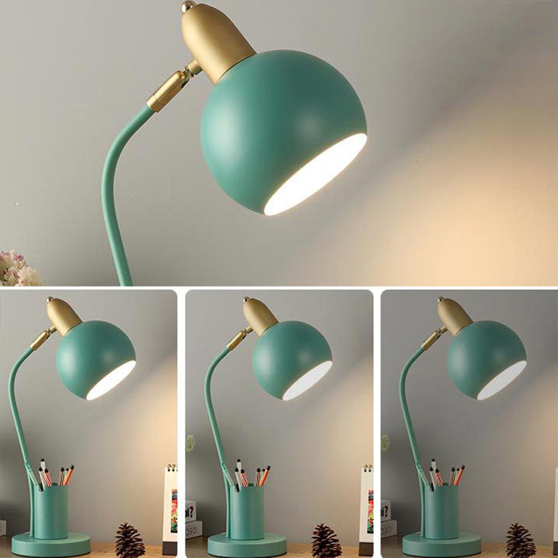 4 Color Optional Macaroon Style Desk Lamp Metal Dome Shade Studying Room Lighting Fixture with Pen Holder Design