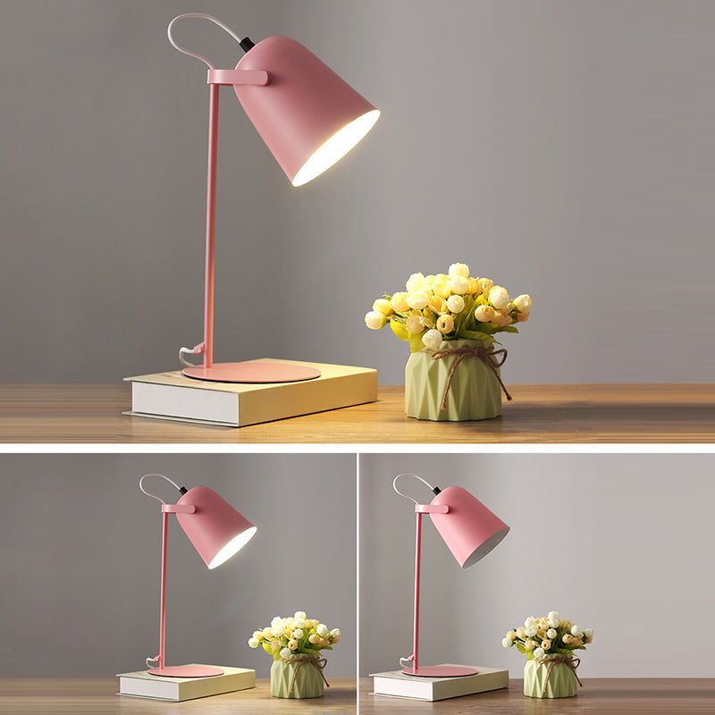 13.7" H Macaroon Style Table Lamp Metal Bell Shade Simplicity Reading Light for Bedroom