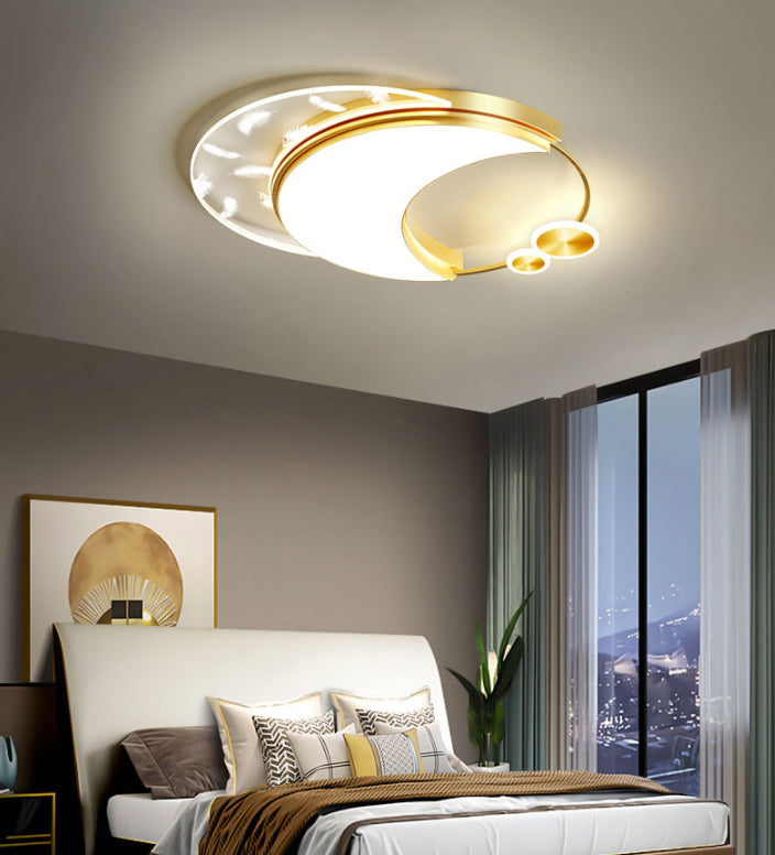 Oblong Feather LED Ceiling Light in Modern Creative Style Acrylic Flush Mount with Acrylic Shade