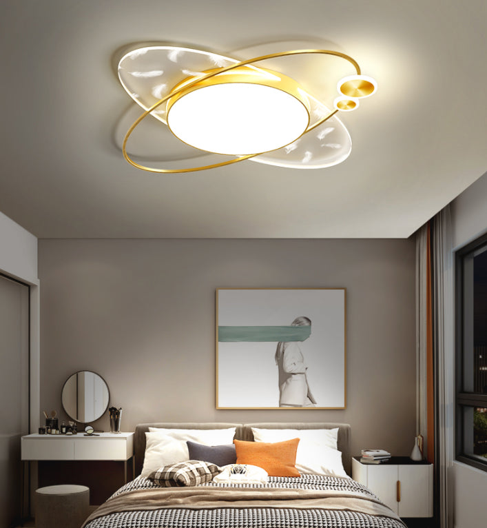 Oblong Feather LED Ceiling Light in Modern Creative Style Acrylic Flush Mount with Acrylic Shade