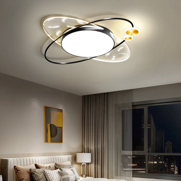 Langwerpig veer LED -plafondlicht in moderne creatieve stijl acrylspoeling met acrylschaduw