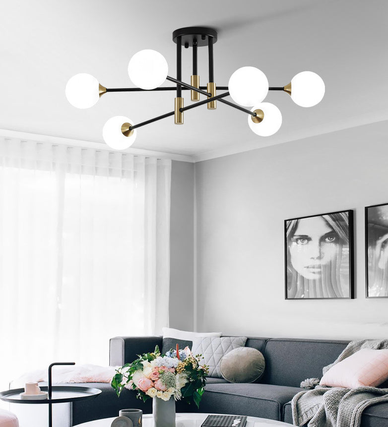 Balls Semi Flush Light Fixture Minimalist Style Glass Semi Flush Mount Ceiling Light