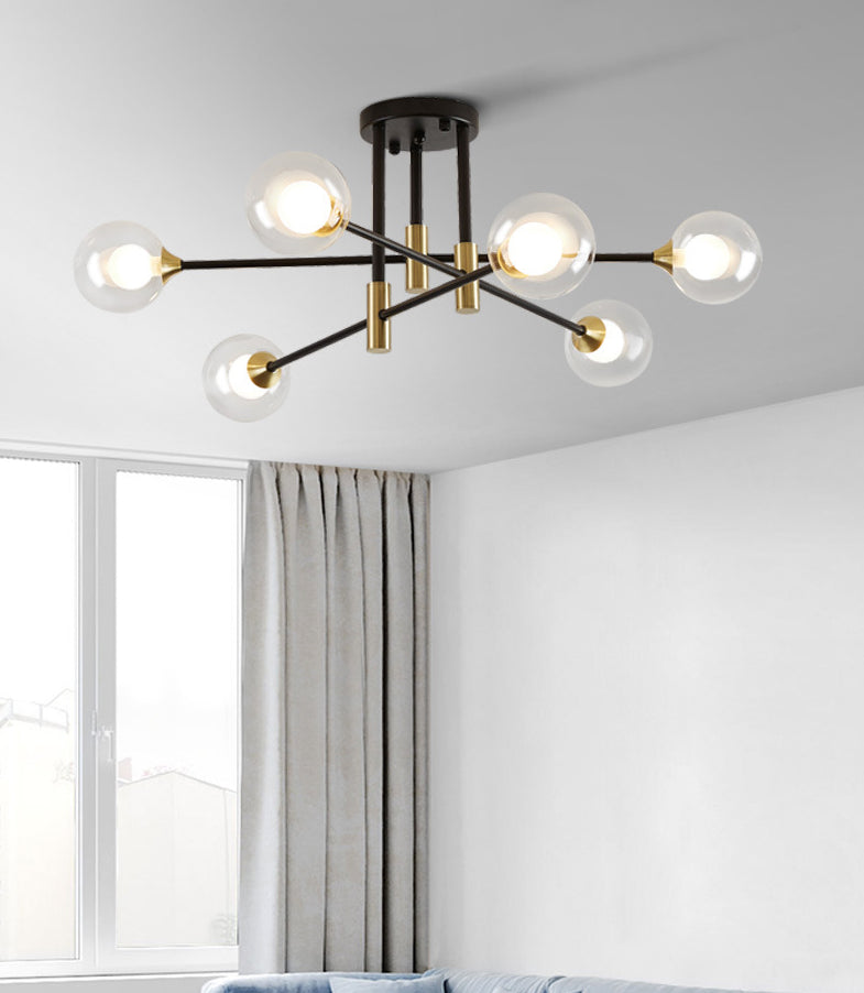 Balls Semi Flush Light Fixture Minimalist Style Glass Semi Flush Mount Ceiling Light