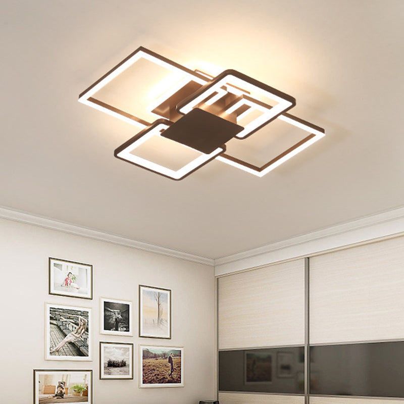 Frame Flush Mount Simple Acrylic 21.5"/25.5"/31.5" Wide LED White/Coffee Ceiling Light Fixture in Warm/White Light