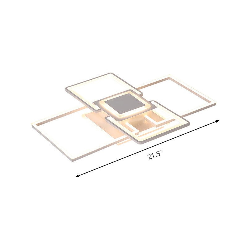 Einfache 21,5"/25,5"/31,5" breite LED-Deckenleuchte mit Rahmen, Unterputzmontage aus Acryl in warmem/weißem Licht in Weiß/Kaffee