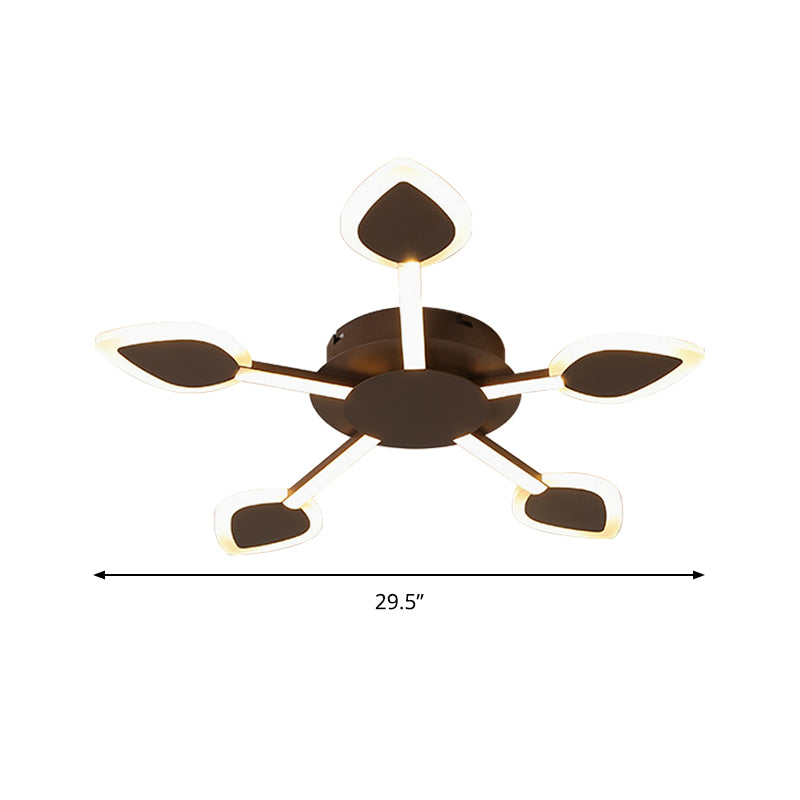 Sputnik Flush Light Contemporary Acrylic 5/11 Heads 29.5"/45" Wide Brown Close to Ceiling Lighting in Warm/White Light