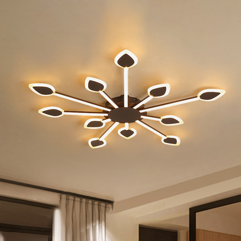 Lampada da incasso Sputnik contemporanea in acrilico 5/11 teste 29,5"/45" di larghezza marrone vicino all'illuminazione a soffitto in luce calda/bianca