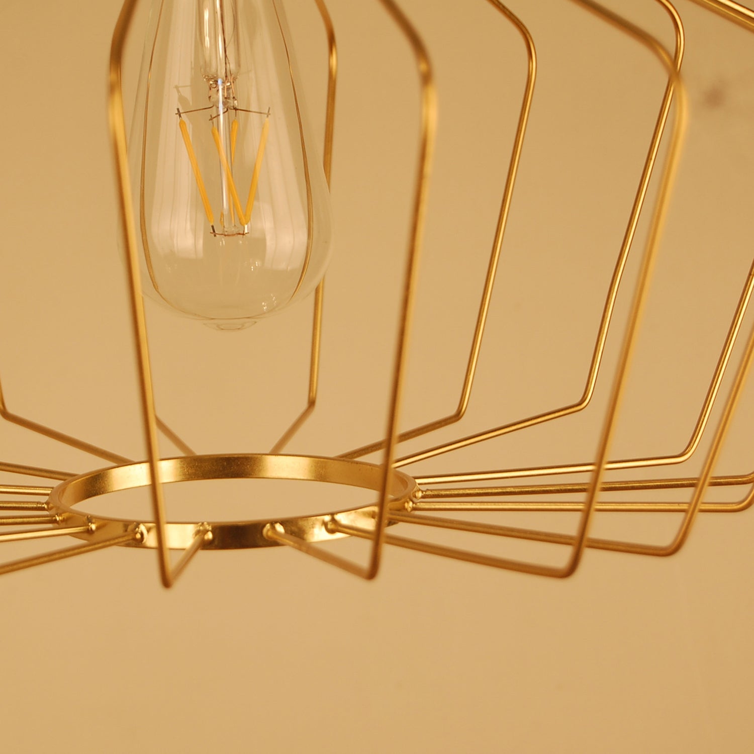 Accensione della sospensione interno a gabbia geometrica Metal 1 Light Brass/Copper Copper Sendering Lighting