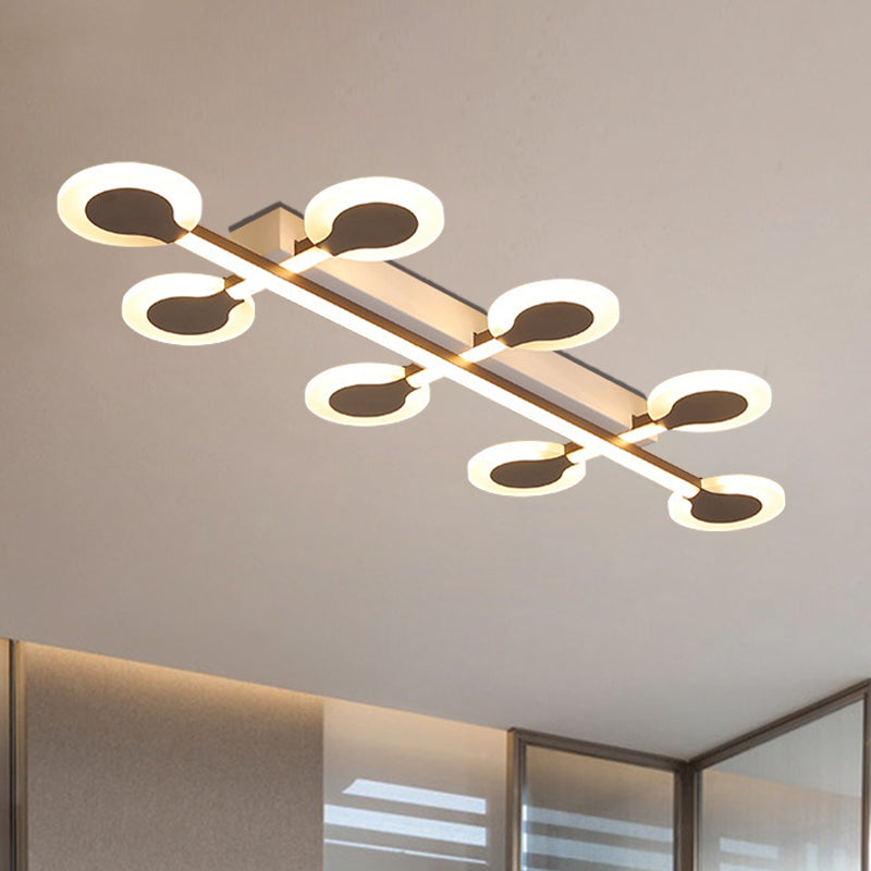 Cirkel inbouw hedendaagse acryl 8/10/12 lampen 31,5"/39"/47" breed bruin dicht bij plafondlamp in warm/wit licht