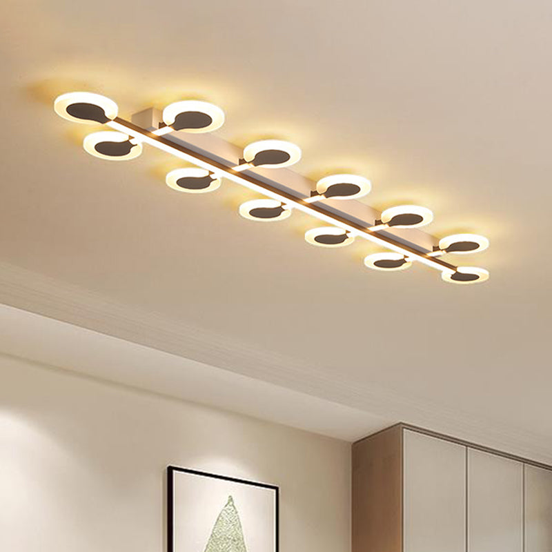 Circle Flush Mount Contemporary Acrylic 8/10/12 Bulbs 31.5"/39"/47" Wide Brown Close to Ceiling Lamp in Warm/White Light