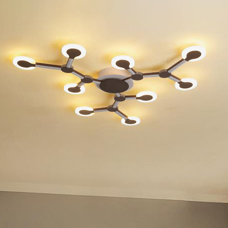 Lampada da soffitto Starburst in acrilico minimalista da incasso, 33,5"/39" di larghezza, 9/12 teste, marrone, per montaggio a soffitto, in luce calda/bianca